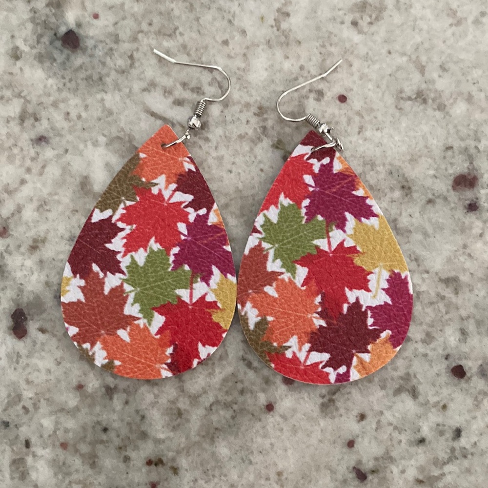 Fall Faux Leather Earrings